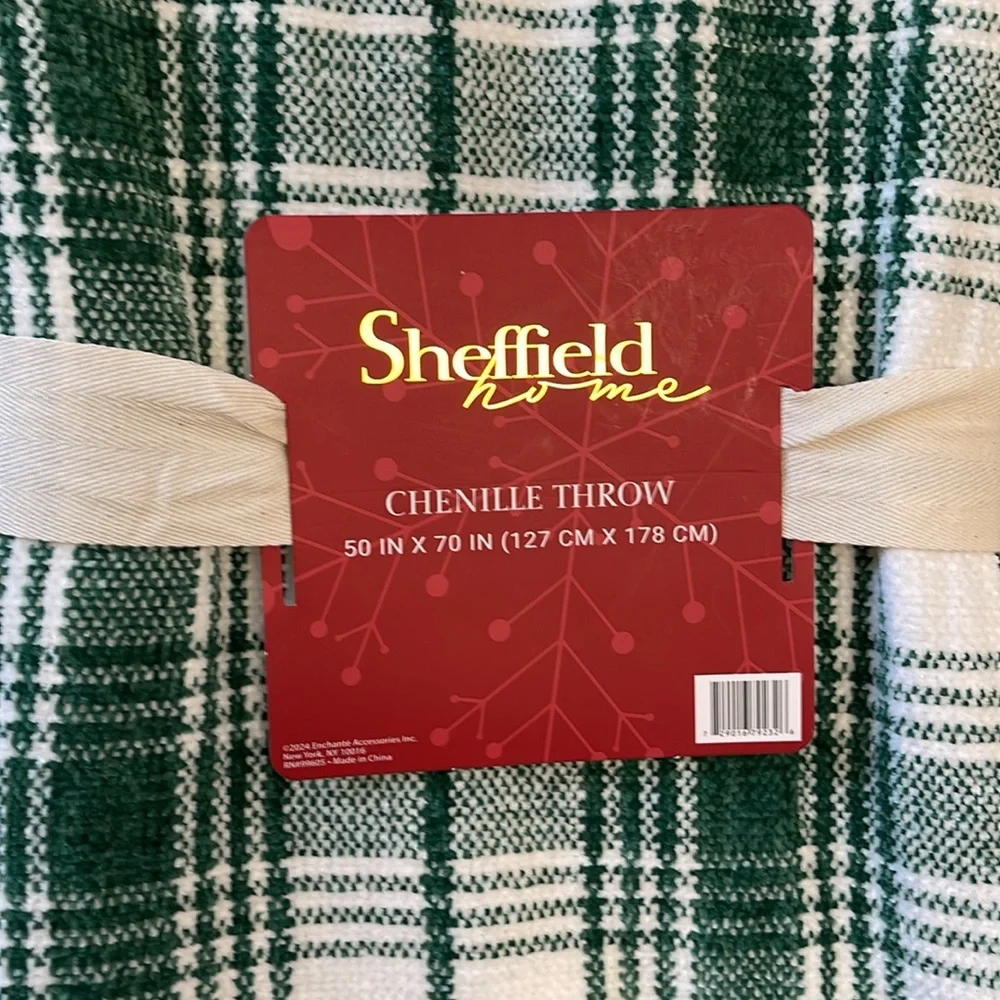 Sheffield Home Plaid Chenille Throw Blanket, Sz 50” x 70”